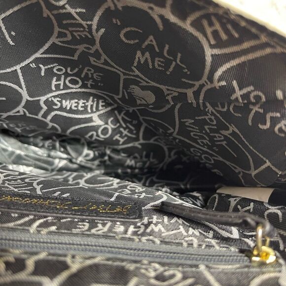 Betsey Johnson tricolor Crossbody bag Pink,beige & Black gold tone hearts accent - Picture 11 of 15